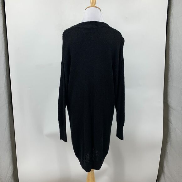 Zara Sweater Dress Women S Small Black V Neck Acrylic Nylon Blend Knit Oversized - Picture 7 of 16